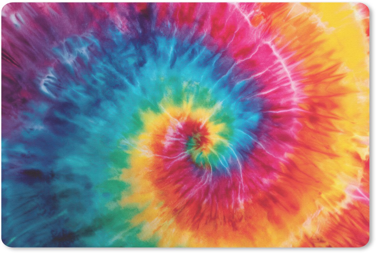 Muismat 27x18 cm - Mousepad Regenboog - Tie dye - Kleurrijk - Blauw - Muismatten