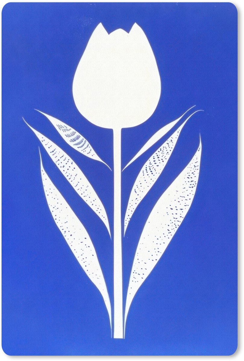 Muismat 18x27 cm - Mousepad Tulp - Minimalistisch - Bladeren - Wit - Muismatten