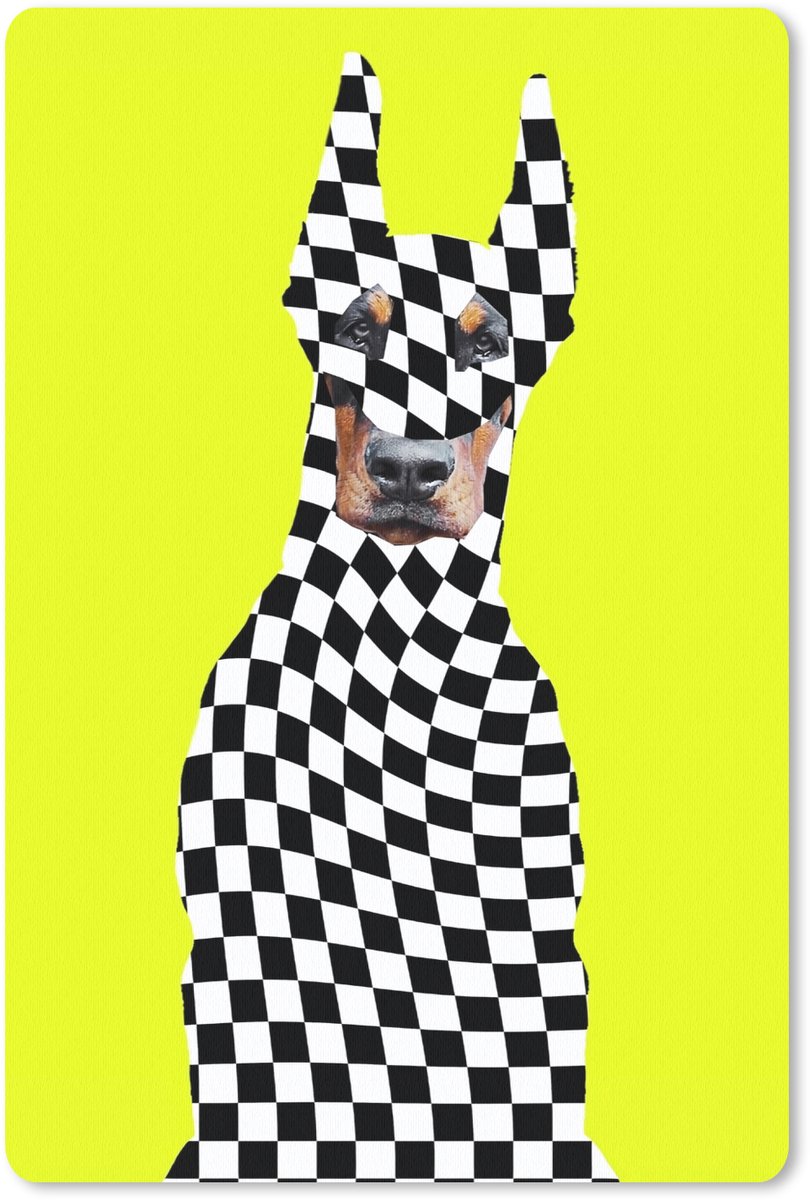 Muismat 18x27 cm - Mousepad Dobermann - Geblokt - Geel - Muismatten