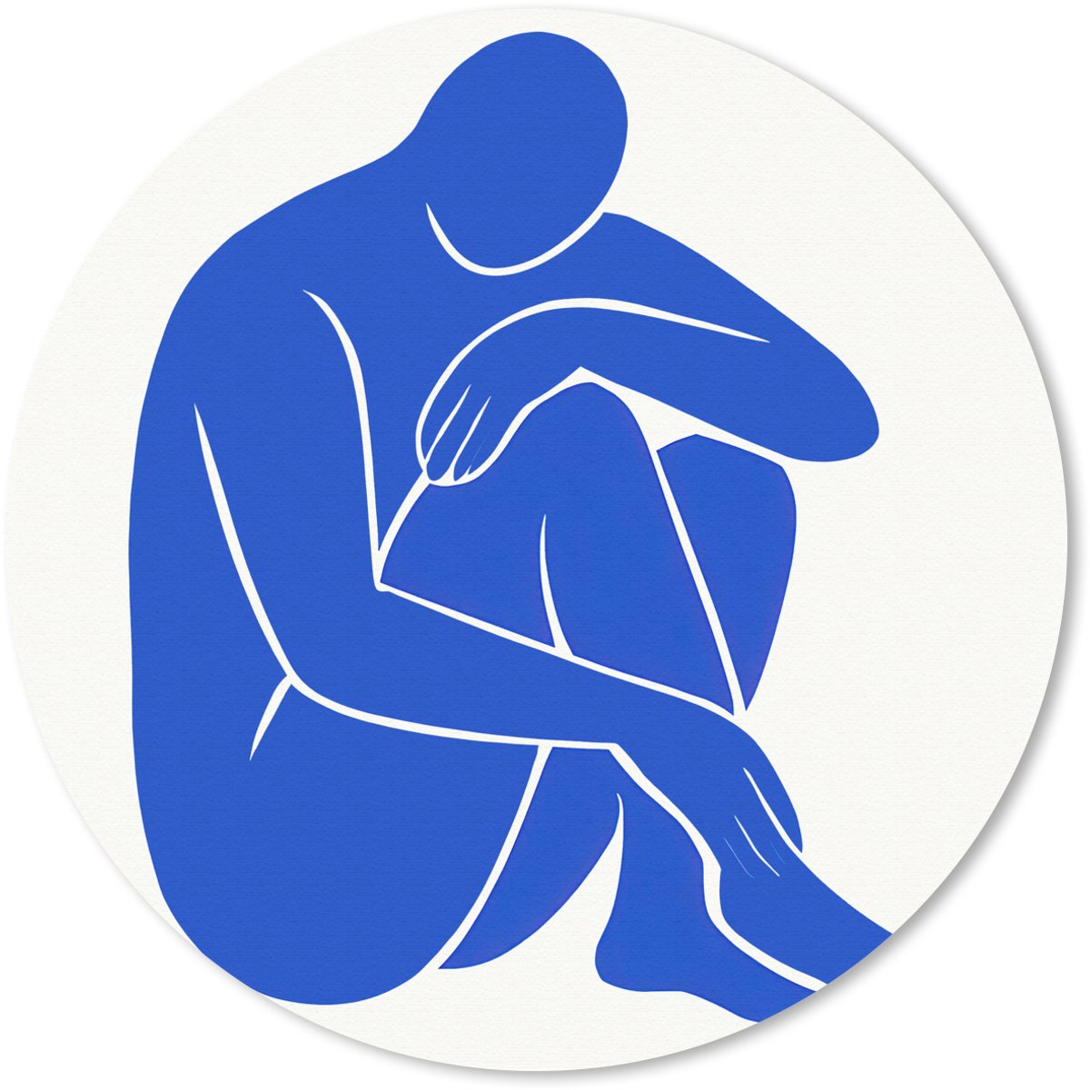 Muismat rond 50x50 cm - Mousepad Lichaam - Abstract - Blauw - Ronde muismatten