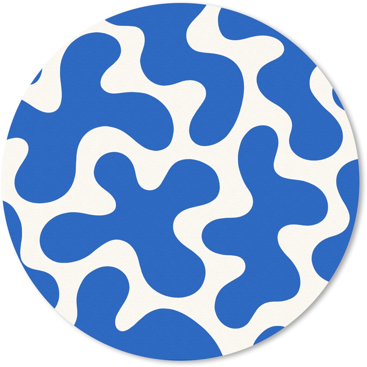 Muismat rond 50x50 cm - Mousepad Vormen - Abstract - Blauw - Golven - Ronde muismatten