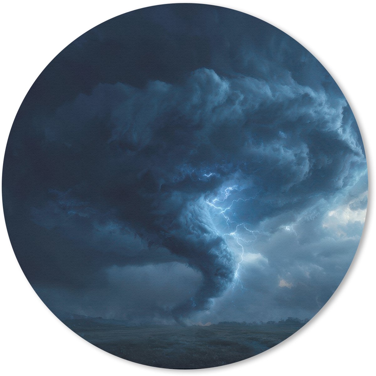 Muismat rond 30x30 cm - Mousepad Tornado - Duister - Wolken - Ronde muismatten