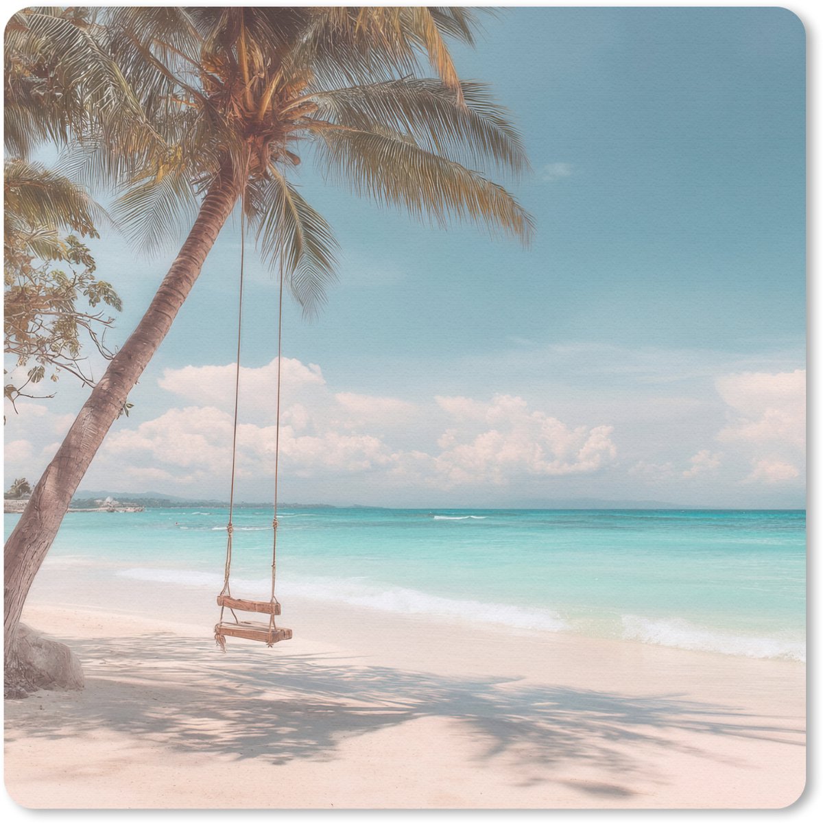 Muismat 30x30 cm - Mousepad Palmboom - Schommel - Strand - Lucht - Muismatten