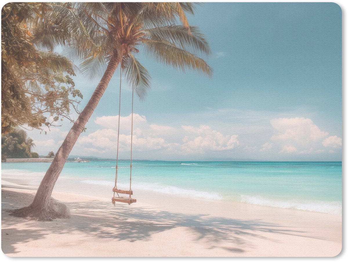Muismat 23x19 cm - Mousepad Palmboom - Schommel - Strand - Lucht - Muismatten