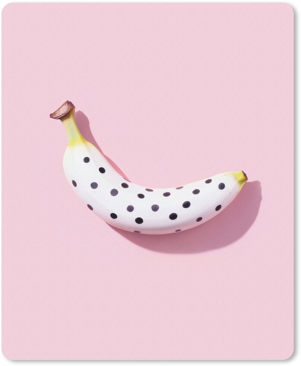 Muismat 19x23 cm - Mousepad Banaan - Stippen - roze - Muismatten
