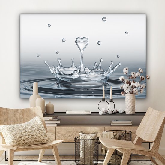 Peinture sur toile 120x80 cm - Décoration murale Abstrait - Moderne - Water - Coeur - Décoration murale salon - Décoration chambre moderne - Tableaux abstraits