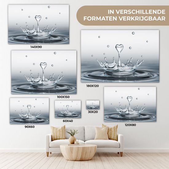 Peinture sur toile 120x80 cm - Décoration murale Abstrait - Moderne - Water - Coeur - Décoration murale salon - Décoration chambre moderne - Tableaux abstraits
