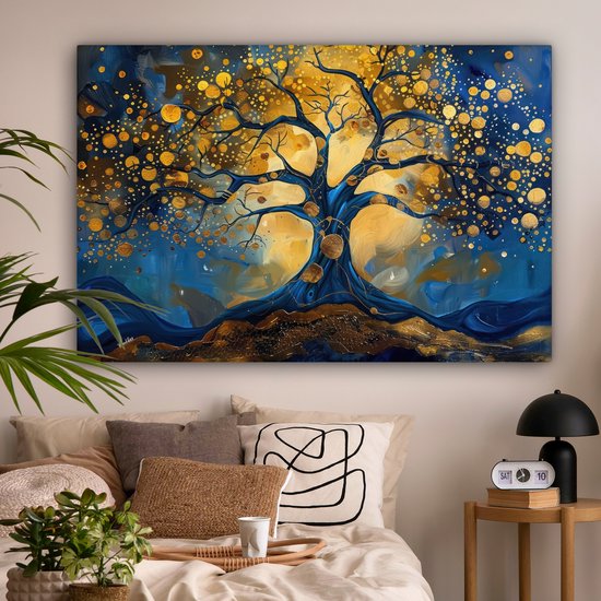 MuchoWow© Canvas Schilderij 60x40 cm Kamer Muur Decoratie Woonkamer Slaapkamer Room Decor Wall Decoration Art Painting Lavendel - Natuur - Paars - Bomen - Bloemen