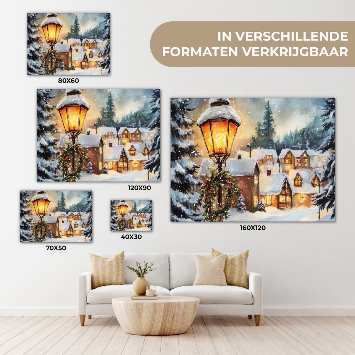 Canvas schilderij 40x30 cm - Wanddecoratie Kerstdorp - Huizen - Sneeuw - Kerst - Muurdecoratie woonkamer - Slaapkamer decoratie - Kamer accessoires - Schilderijen op canvas - Kerstdecoratie voor binnen - Kerstversiering - Kerstmis versiering – foto 8