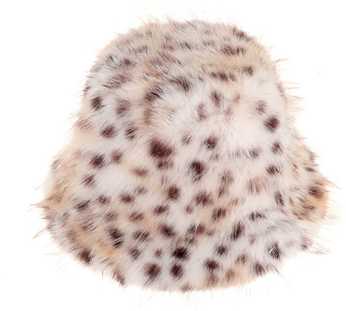 Fluffy Bucket Hat - Wintermuts - Winterhoed - Dierenprint -Beige