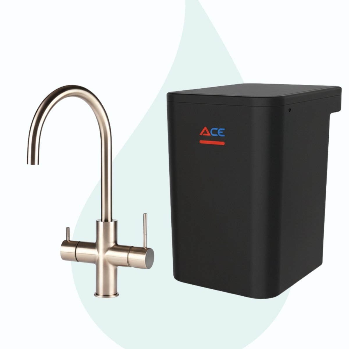 Unito - Kokend Waterkraan met boiler - ACE 3-in-1 kraan - C-uitloop - RVS - Met installatie
