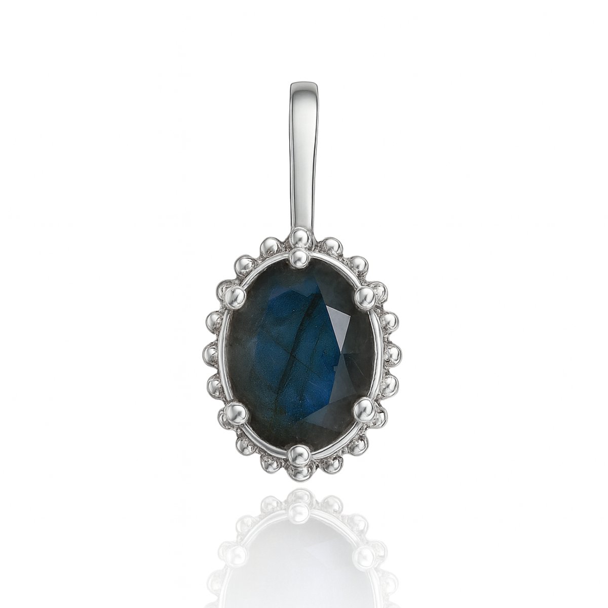 Natuursieraad - 925 sterling zilver labradoriet ovaal ketting hanger - luxe edelsteen sieraad - handgemaakt