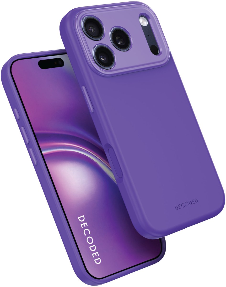 DECODED Siliconen Hoesje Geschikt voor iPhone 17 Pro - Premium Soft-Touch Materiaal - Antibacteriële Coating - Geschikt voor MagSafe - Future Dusk Paars