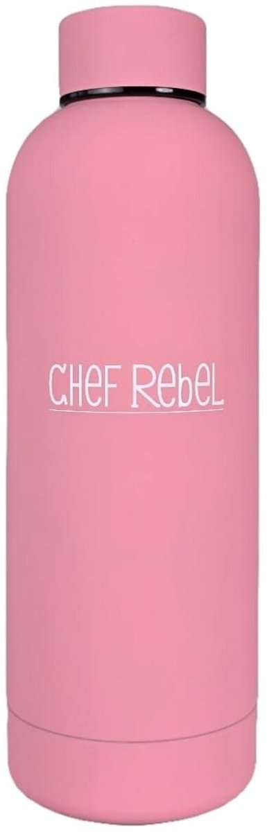 Chef Rebel® – Thermosfles – Drinkfles – Waterfles – Roze – 500 ml – Gripcoating – Warme & koude dranken – Lekvrij – Koffiebeker – Theebeker