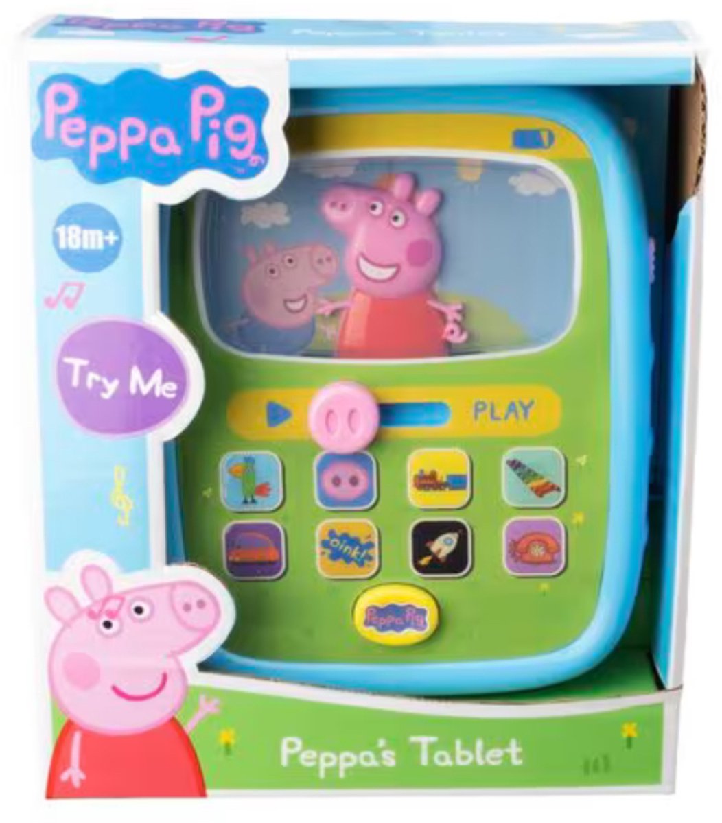 Peppa Pig Tablet - Interactief - Vanaf 6 maanden - Educatief speelgoed met licht en geluid - Leer spelenderwijs cijfers, letters en vormen – Stimuleert taal, muziek en motoriek - Met stemmen van Peppa & haar vriendjes – Incl. 2 AAA batterijen