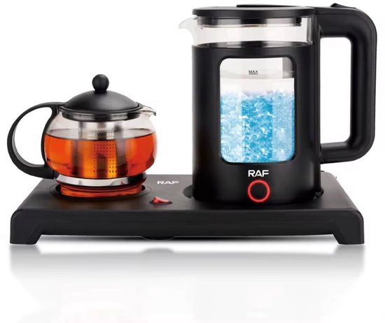 Theestation | Waterkoker met Theepot | Elektrische Turkse Theepot | Waterkoker Theestation | Caydanlik | Caymatik | Elektrische thee maker | Thee maker | Glazen Theepot | 1,8/1,2L | 1800W | Elektrisch