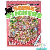 Ainy - Scene 3D Stickerboek Roze L | Inclusief Pincet | Set van 6 Achtergronden 26*19.5cm met PET Stickers | Kat & Vrienden miniatuur sticker | Creatief & Rustgevend vakantieboek | Stickervellen voor volwassenen en kinderen
