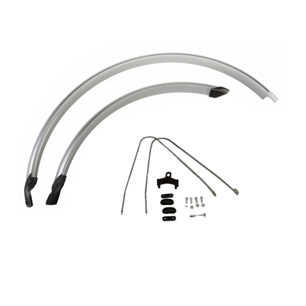 Falkx Spatbordenset 28 inch - Zilver - Kunststof - 49 mm breed - Voor en achter