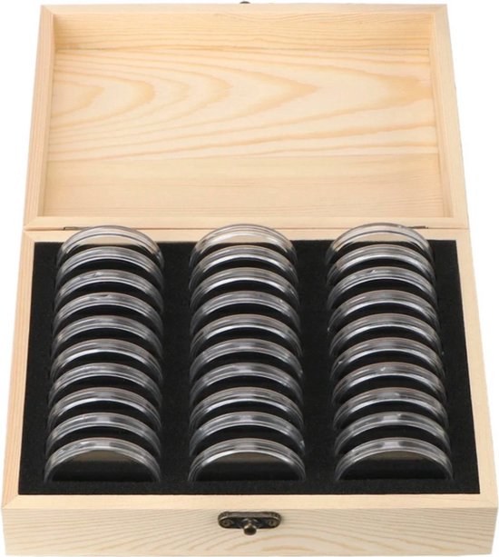 Oude houten doos voor gouden munten collectie  Nederland 10 gulden  Koningin Wilhelmina 1890 – 1948, verzamelen antieke munten - Dozen | Kisten | Blikken