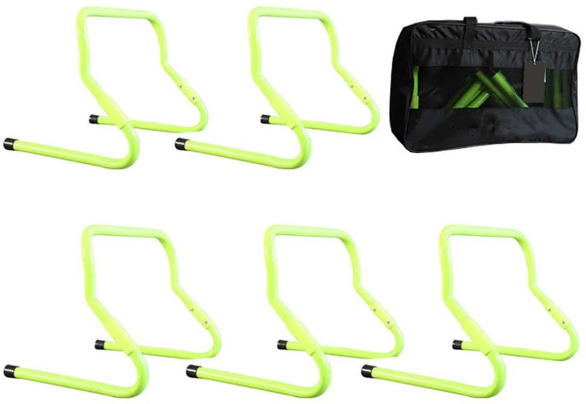 Verstelbare Hordenset 5 Stuks (15/30 cm) - Inclusief draagtas - Trainingsmateriaal - Voetbal horden