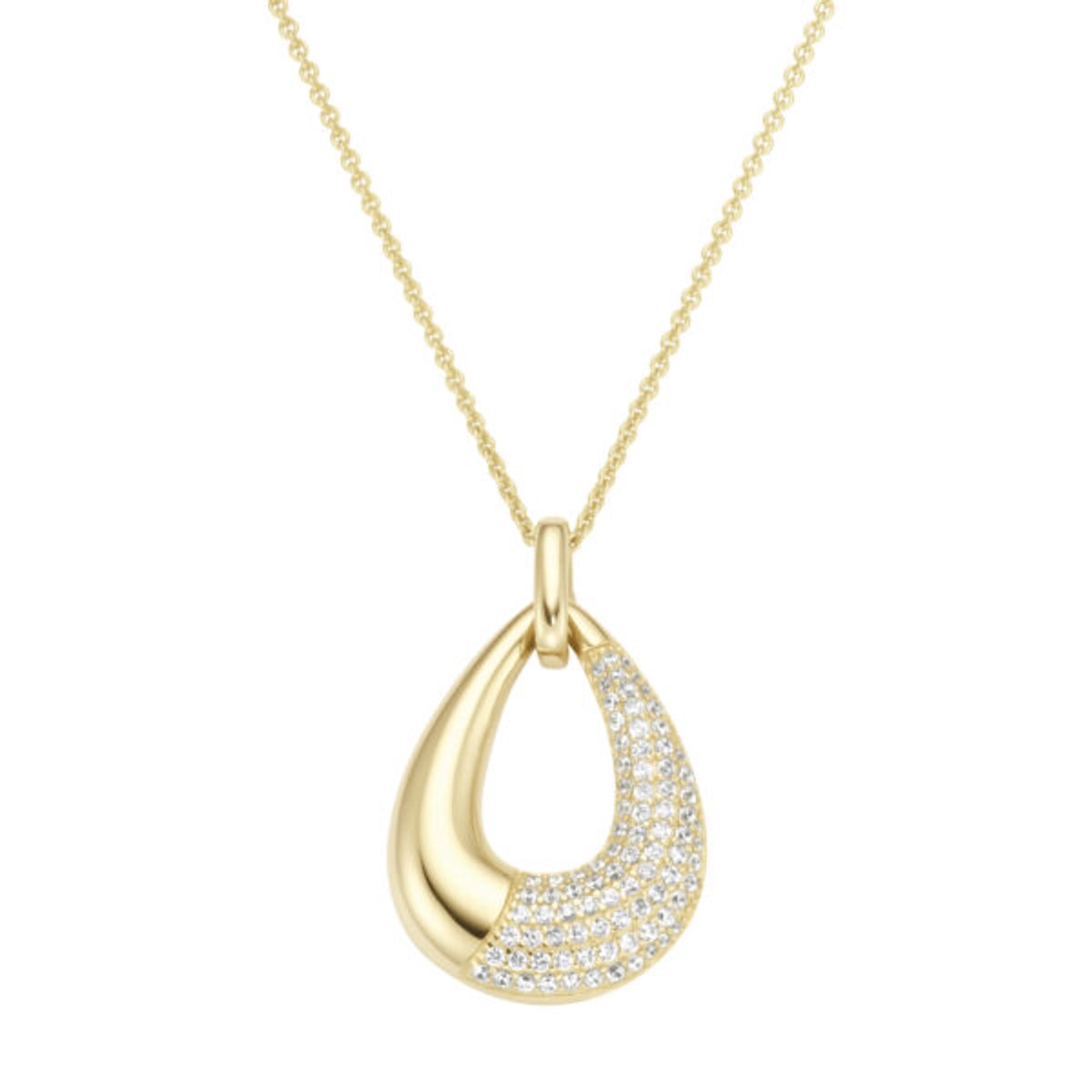 Giorgio Martello collier / ketting 45 cm. sterling zilver geelgoud verguld 925/- druppelvormig hanger