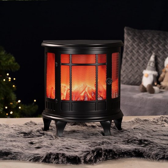 Cheminée électrique Verte - Chauffage électrique - 35 x 30 x 17 cm - Fonction minuterie