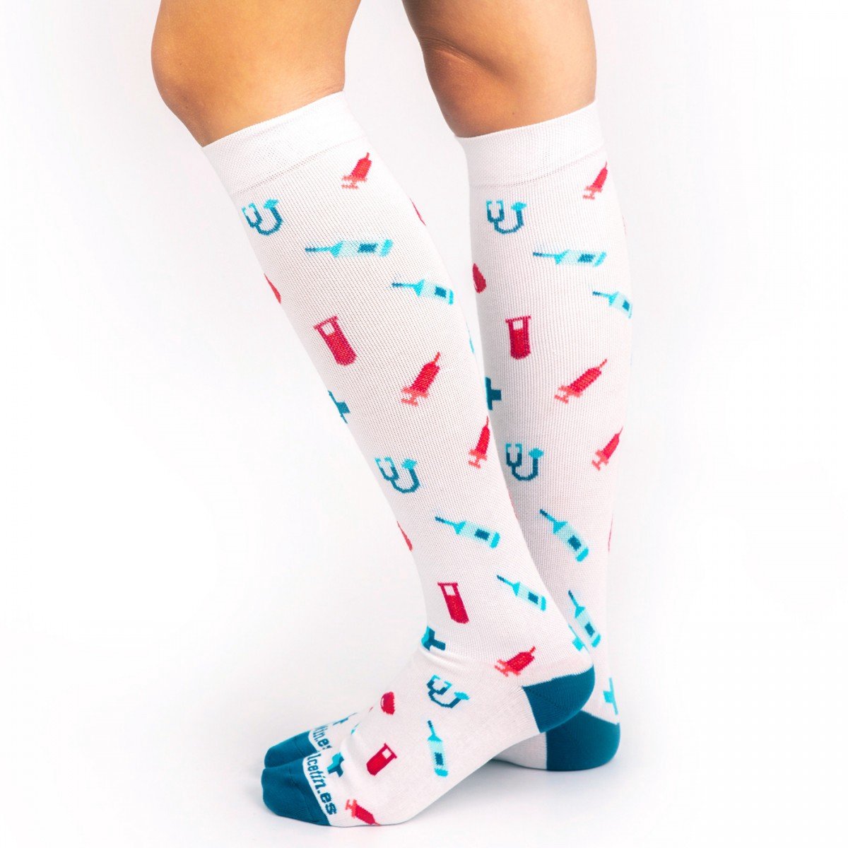 Compressiesokken Hospital - M-L - Compressiesokken Dames voor Verpleegkundigen - Leuke Print - Zorg - Compressiekousen - Sokken - Verpleegkundige Accessoires - Nurse Cadeau