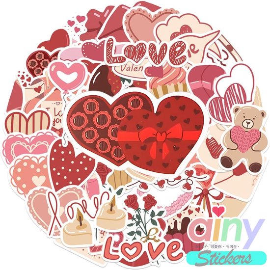 Ainy Hartjes Stickers 58 stuks voor bullet journal, fotoalbum, laptop, telefoon, waterfles en zelfs als muursticker of geschenksticker. Beloningsstickers / knutselen stickervellen voor kinderen en volwassenen | moederdag cadeau