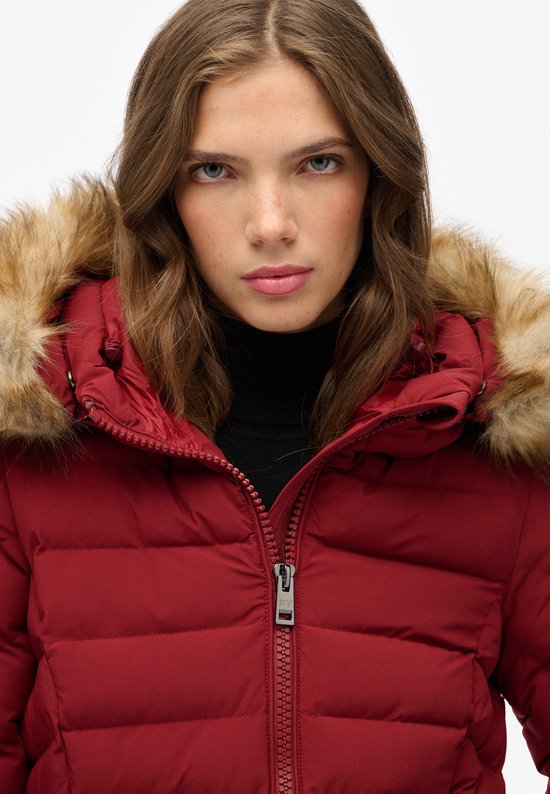 Superdry - Fuji Middellange Jas Met Bontkraag - Dames - Gewatteerde jassen