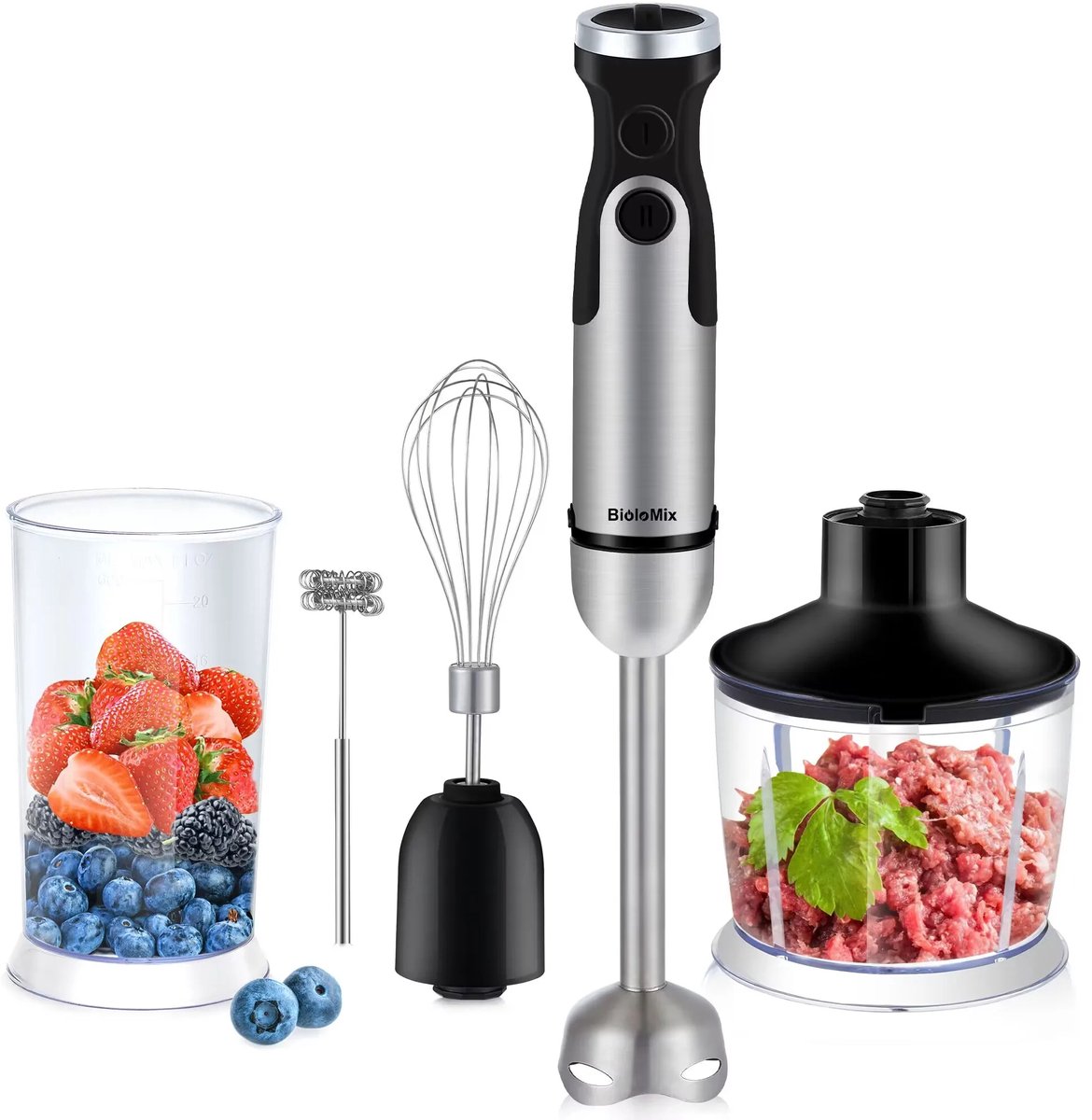Studio Lyma Staafmixer - 5-In-1 High Power Blender - Handmixer - Mixer - Voor babyhapjes - Ook als chopper en smoothiemaker- Roestvrij Staal
