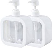 COCHO® Zeeppompjes Wit Zonder boren - SET van 2 Zeepdispensers - Zeeppomp - Zeeppompje vrijstaand - Zeepdispenser Wit - Keuken - Badkamer - Toilet - Zeepdispensers