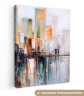 Toile - Peinture à l'huile - Peinture - Abstrait - Skyline - Pont - 30x40 cm - Décoration d'intérieur - Art Décoration murale