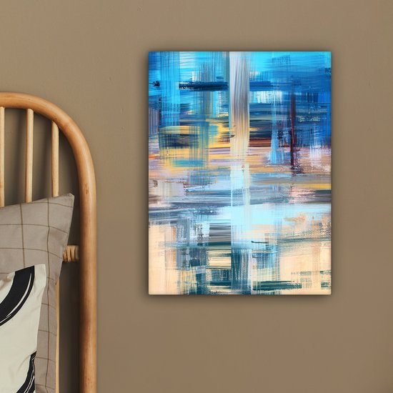 Toile - Peinture - Abstrait - Couleurs - Blauw - Peinture à l'huile - 30x40 cm - Décoration d'intérieur - Décoration Décoration murale