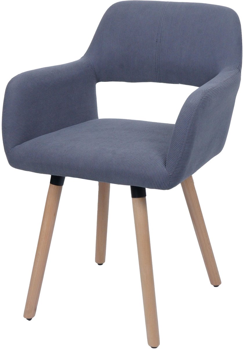 Eetkamerstoel MCW-A50 II, stoel, keukenstoel, gestoffeerde stoel, hout, stof/textiel, corduroy (400 g/m²) MVG ~ donkergrijs