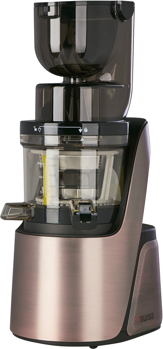 4SWISS Slow Juicer Swan BM105 Rosa Gold, Aantrekkelijk ontwerp, 400 W, 32 tpm, Reverse-functie, XXL-opening