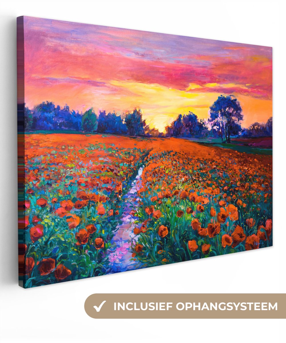 Canvas - Schilderij - Bloemen - Natuur - Olieverf - 80x60 cm - Canvas natuur - Canvas doek - Muurdecoratie