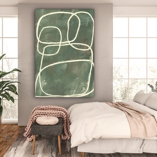 Canvas schilderij 120x180 cm - Wanddecoratie Abstract - Groen - Kunst - Modern - Muurdecoratie woonkamer - Kamer decoratie modern - Abstracte schilderijen