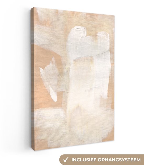 Peinture sur toile - Wit - Beige - Moderne - 80x120 cm - Décoration murale