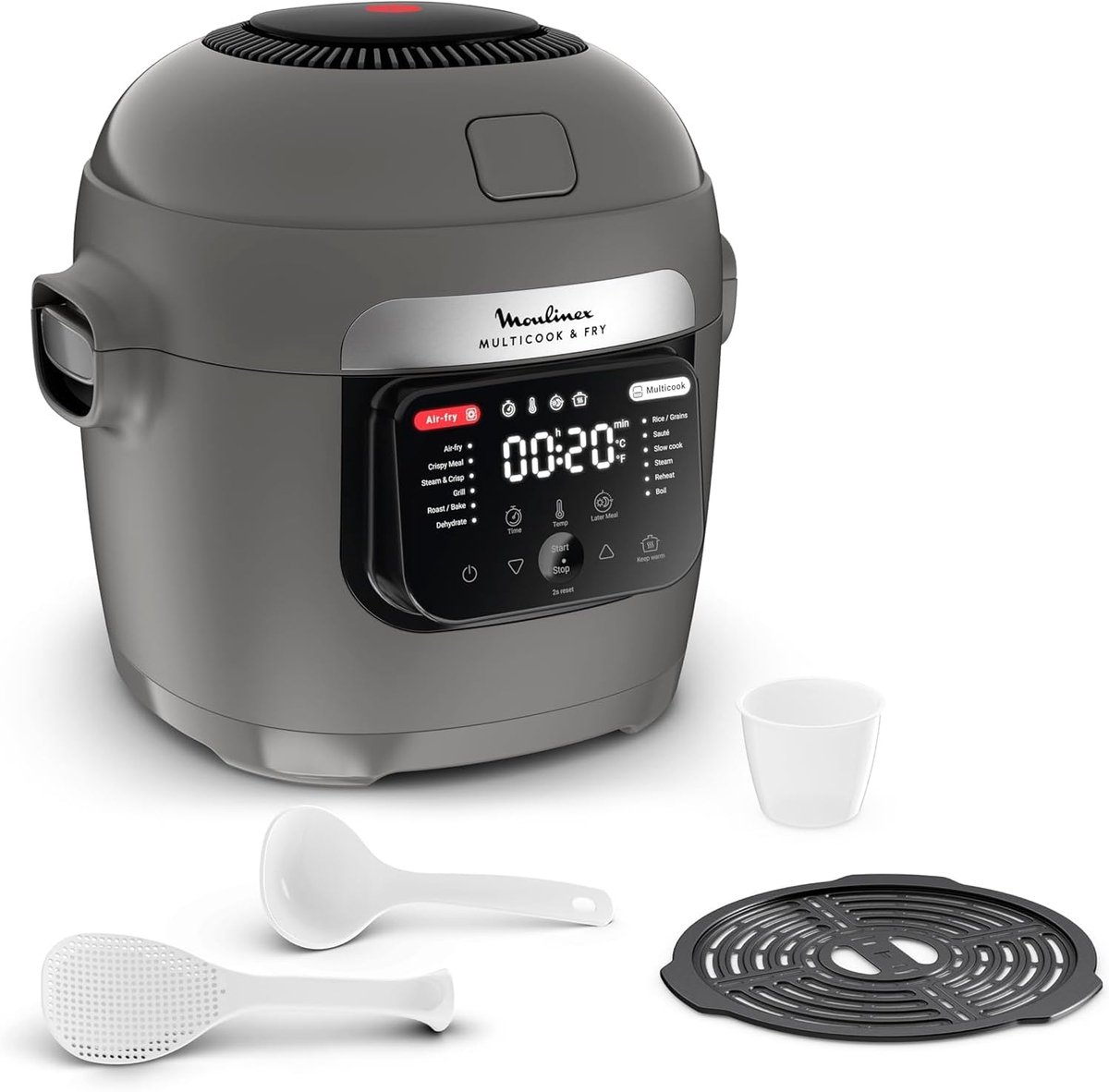 Multikoker en Airfryer: 12 Programma's, 6L Capaciteit, Koken op 2 Niveaus