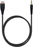 Zwarte kabel met aan de ene kant een USB-C connector en aan de andere kant een 3.5mm jack.