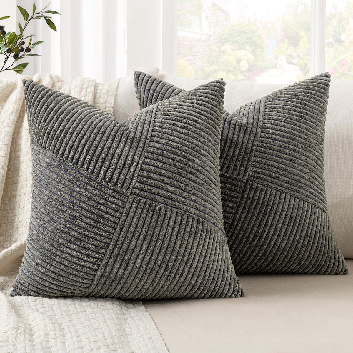 Donkergrijze Kussenslopenset 40x40 cm - Decoratieve Hoes voor Sofa en Woonkamer - Set van