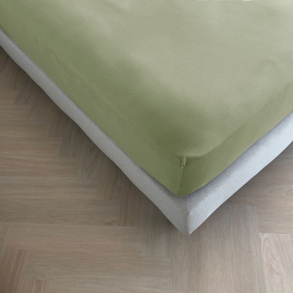 kayori Tara Hoeslaken Jersey Stretch - 90-100x200-220cm - Matrasdikte 35cm - Rondom Elastiek - Biologisch Katoen - Strijkvrij - Saliegroen