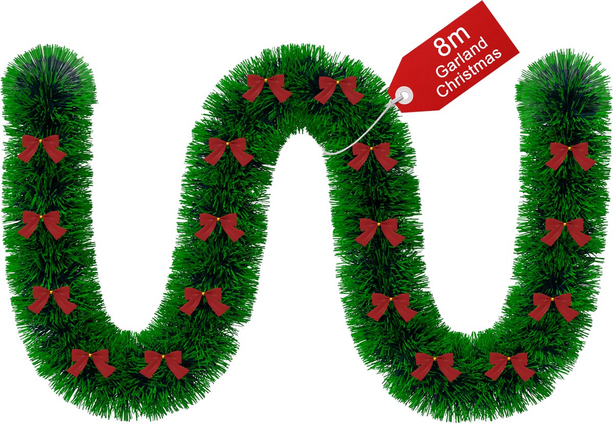 Aufun Dennenguirlande - 8 m - groen - kerstguirlande voor kerstboom en deurversiering