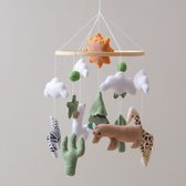 Joymaxx® Baby Mobiel Sunny Savannah - Handgemaakte Boxmobiel van Vilt/Hout - Kraamcadeau Muziekmobiel Baby - Mobiel Baby voor Babybox en Wieg - Babykamer Decor -Wiegmobiel
