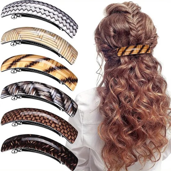Lot De 10 Barrettes Rétro En Acrylique Avec Plume - Pince à Cheveux Automatique