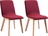 Eetkamerstoelen Stof Rood 2 STUKS / Eetkamer stoelen / Extra stoelen voor huiskamer / Dineerstoelen / Tafelstoelen / Barstoelen