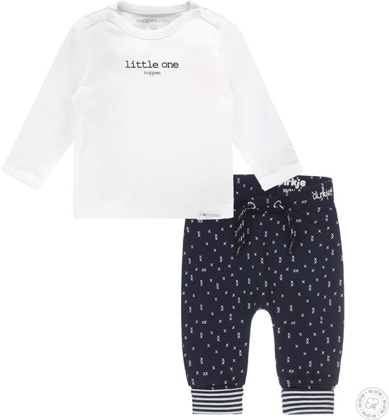 Noppies - Dirkje - Ensemble de vêtements - Pantalon Chiffres Blauw - chemise Hester blanche - Taille 74