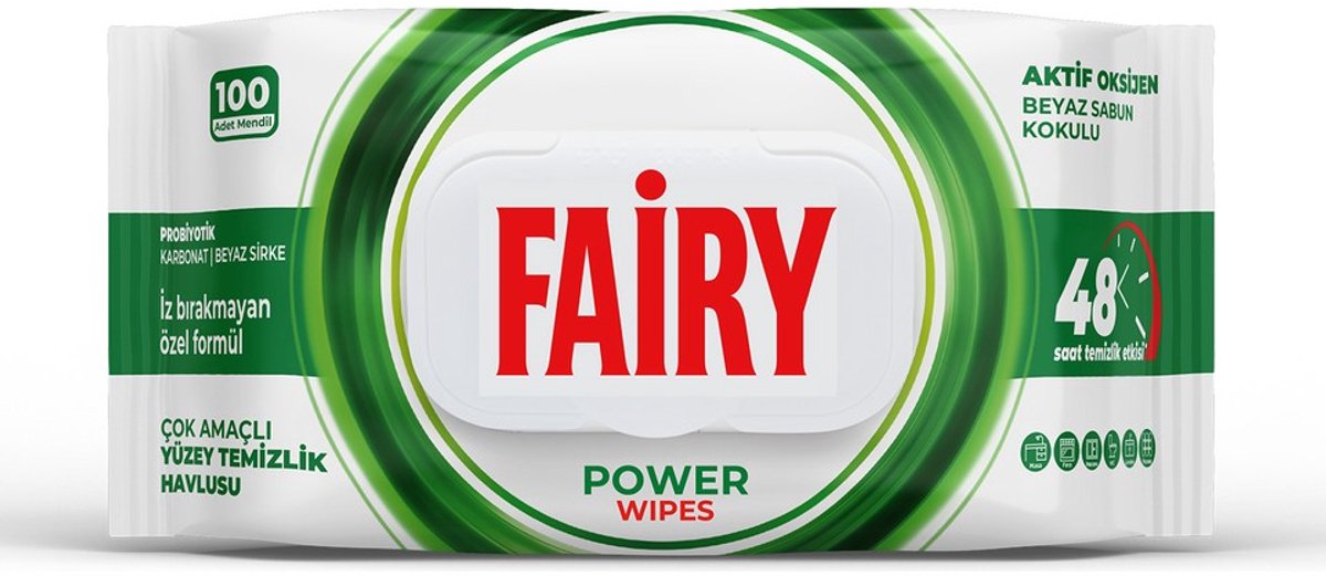 Fairy 12 Pak x 100 Doekjes - 1200 Doekje Oppervlaktereiningshanddoek Wit Zeep Schoonmaakdoekjes - Witte Azijn en Bicarbonaat