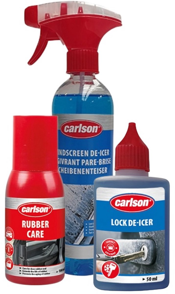 Carlson Winterset bestaande uit; Ruitenontdooier 500 ml, Slotontdooier 50 ml, Rubber care 100 ml