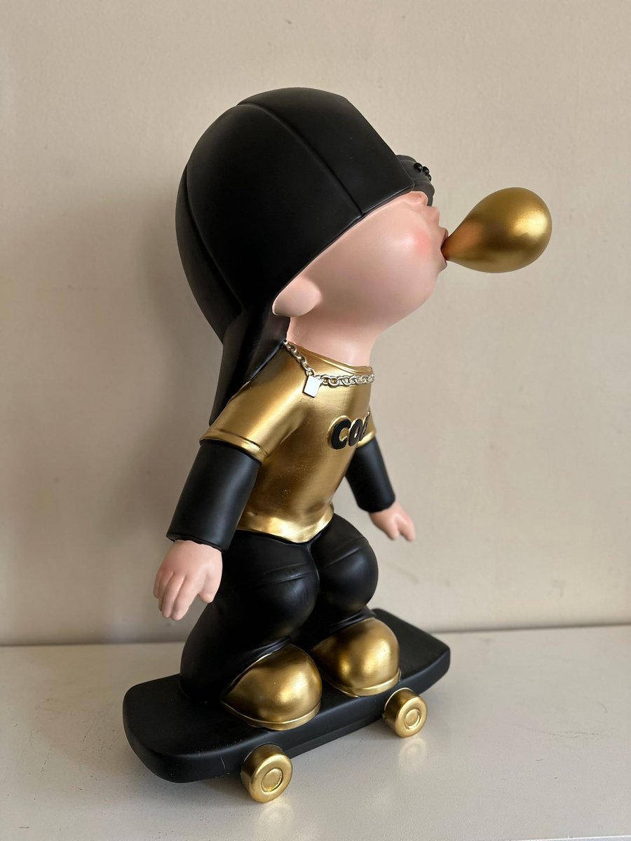Goodyz - Fun serie - Bubble Boy - Bubble Gum Boy - Bubble Gum Skater - Gouds kleurig - 70cm hoog